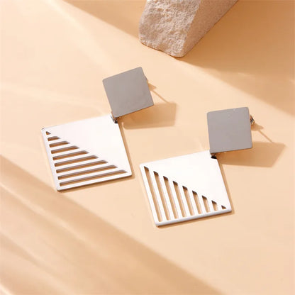 1 Pair Simple Style Geometric Rhombus 304 Stainless Steel 18K Gold Plated Drop Earrings