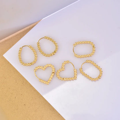 1 Pair Simple Style Geometric Round Heart Shape Titanium Steel 18K Gold Plated Hoop Earrings