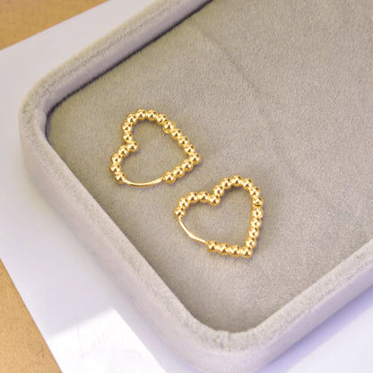 1 Pair Simple Style Geometric Round Heart Shape Titanium Steel 18K Gold Plated Hoop Earrings