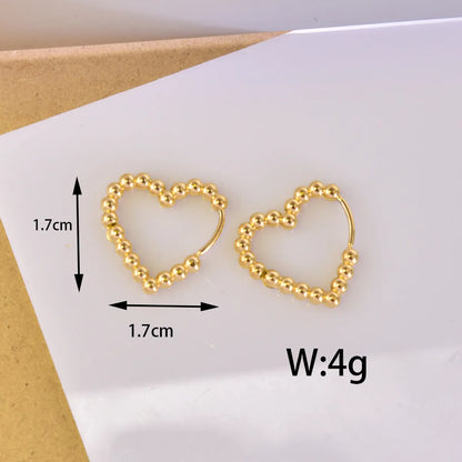 1 Pair Simple Style Geometric Round Heart Shape Titanium Steel 18K Gold Plated Hoop Earrings