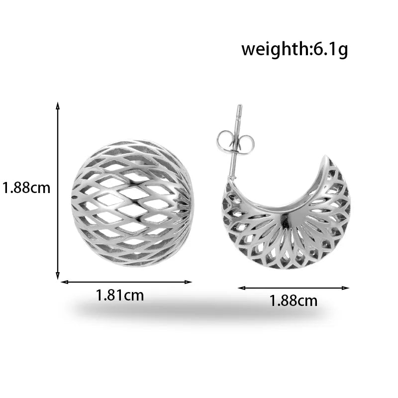 1 Pair Simple Style Geometric Round Hollow Out 304 Stainless Steel Earrings