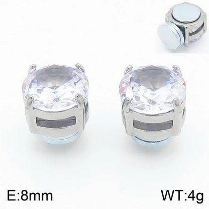 1 Pair Simple Style Geometric Round Magnetic Inlay 304 Stainless Steel Zircon 18K Gold Plated Ear Cuffs