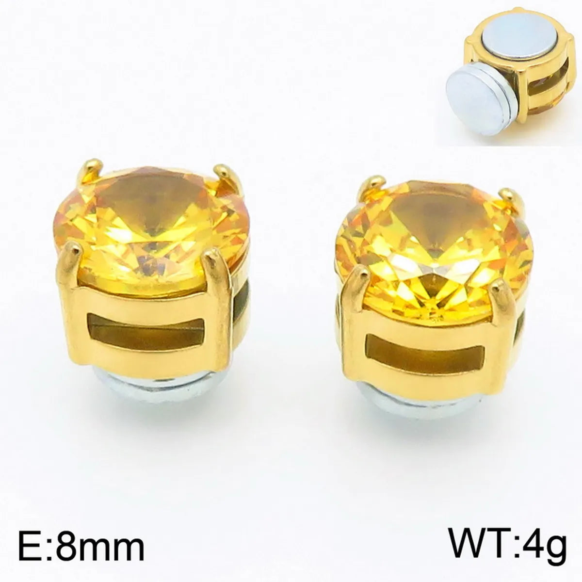 1 Pair Simple Style Geometric Round Magnetic Inlay 304 Stainless Steel Zircon 18K Gold Plated Ear Cuffs