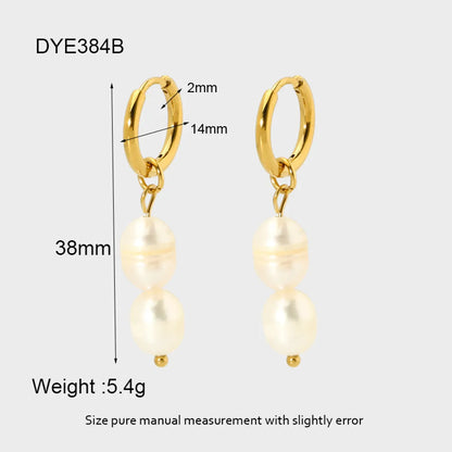 1 Pair Simple Style Geometric Round Plating Stainless Steel Drop Earrings