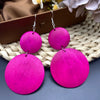 1 Pair Simple Style Geometric Round Wood Drop Earrings