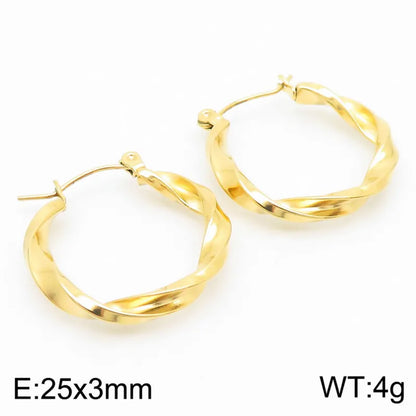 1 Pair Simple Style Geometric Solid Color 304 Stainless Steel 18K Gold Plated Earrings