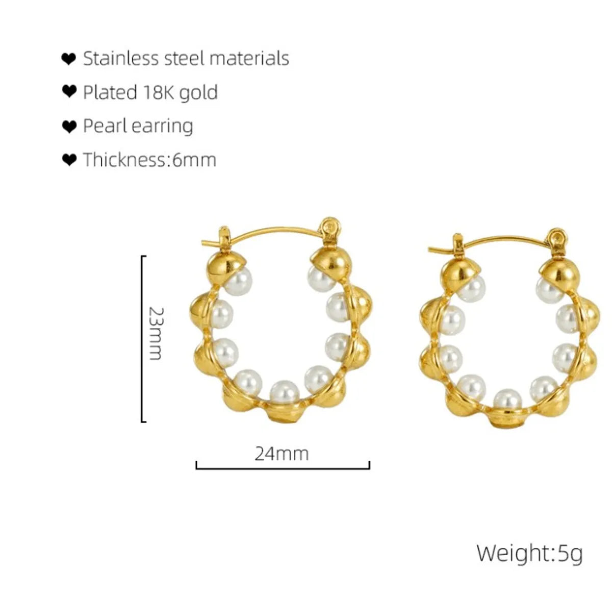 1 Pair Simple Style Geometric Solid Color 304 Stainless Steel Hoop Earrings