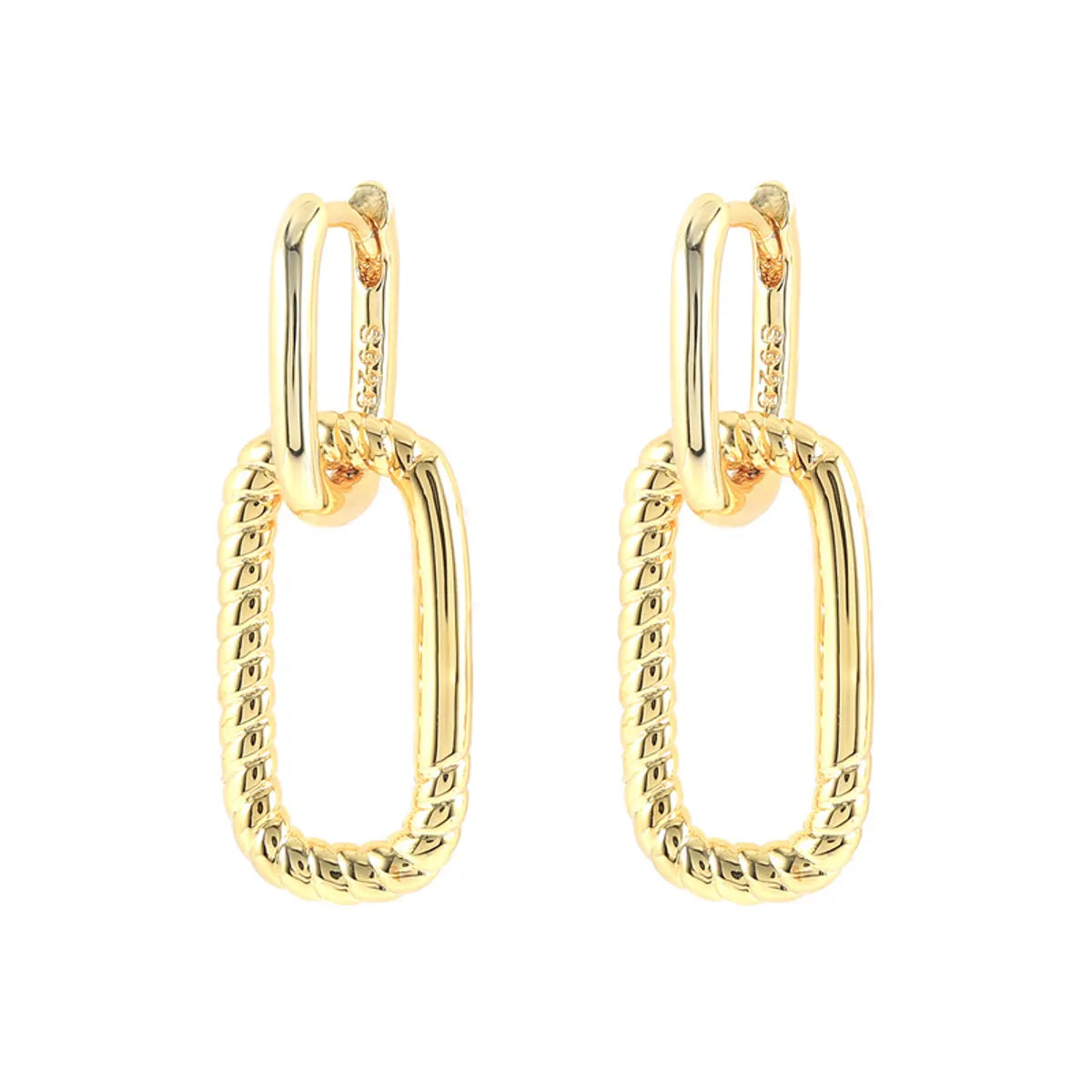 1 Pair Simple Style Geometric Solid Color Copper Inlay Zircon Drop Earrings