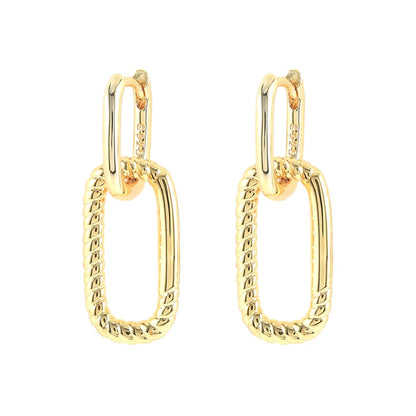 1 Pair Simple Style Geometric Solid Color Copper Inlay Zircon Drop Earrings