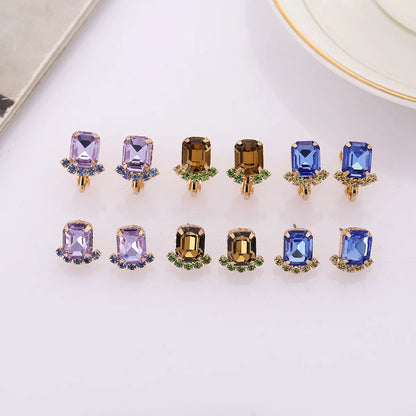 1 Pair Simple Style Geometric Solid Color Plating Artificial Crystal Ear Studs