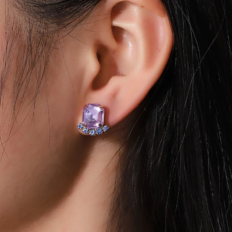 1 Pair Simple Style Geometric Solid Color Plating Artificial Crystal Ear Studs