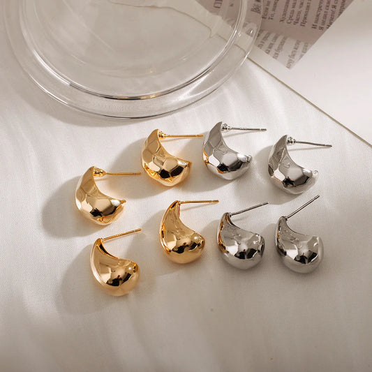 1 Pair Simple Style Geometric Solid Color Plating Copper Ear Studs