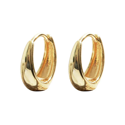 1 Pair Simple Style Geometric Solid Color Plating Copper Hoop Earrings