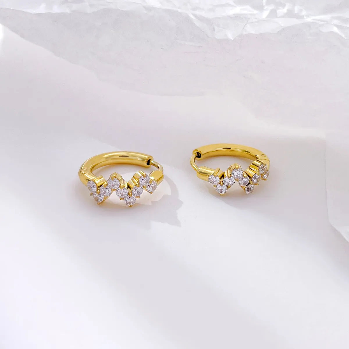 1 Pair Simple Style Geometric Solid Color Plating Inlay Stainless Steel Zircon Ear Studs