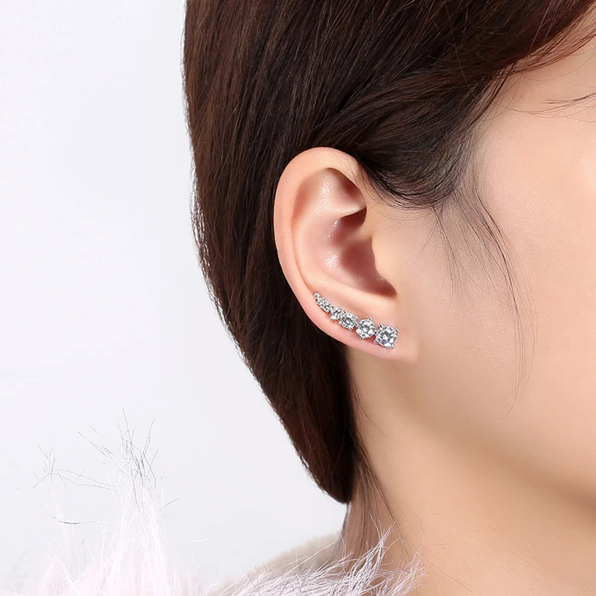 1 Pair Simple Style Geometric Solid Color Plating Inlay Sterling Silver Zircon White Gold Plated Ear Studs