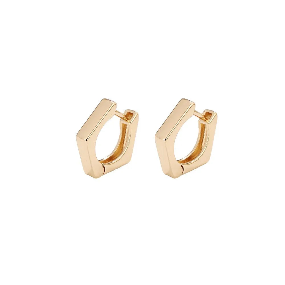 1 Pair Simple Style Geometric Solid Color Plating Metal Ear Clip