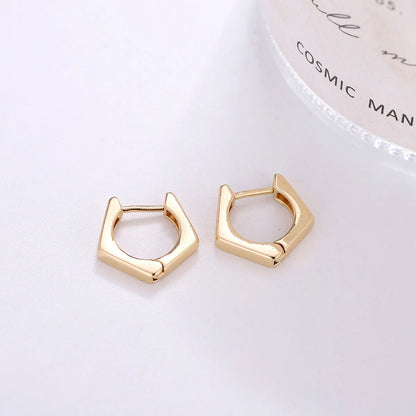 1 Pair Simple Style Geometric Solid Color Plating Metal Ear Clip