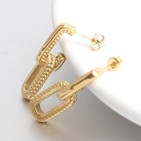 1 Pair Simple Style Geometric Solid Color Plating Stainless Steel 18k Gold Plated Drop Earrings