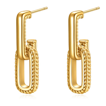 1 Pair Simple Style Geometric Solid Color Plating Stainless Steel 18k Gold Plated Drop Earrings