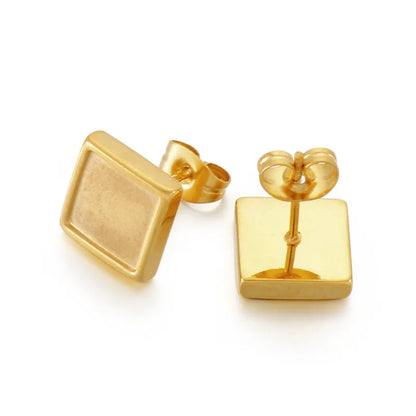 1 Pair Simple Style Geometric Solid Color Plating Stainless Steel 18K Gold Plated Ear Studs