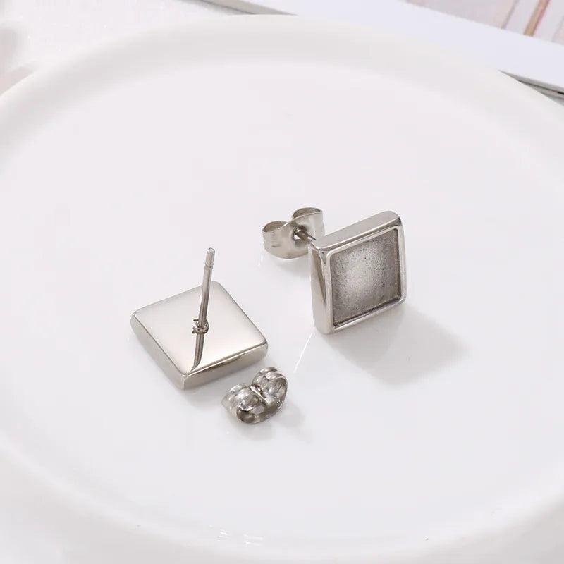 1 Pair Simple Style Geometric Solid Color Plating Stainless Steel 18K Gold Plated Ear Studs