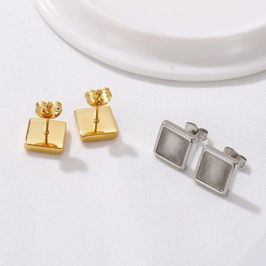 1 Pair Simple Style Geometric Solid Color Plating Stainless Steel 18K Gold Plated Ear Studs