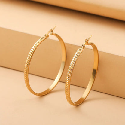 1 Pair Simple Style Geometric Solid Color Plating Stainless Steel Hoop Earrings