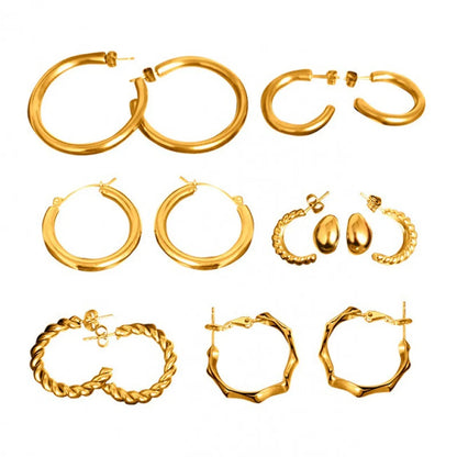 1 Pair Simple Style Geometric Solid Color Plating Stainless Steel Hoop Earrings