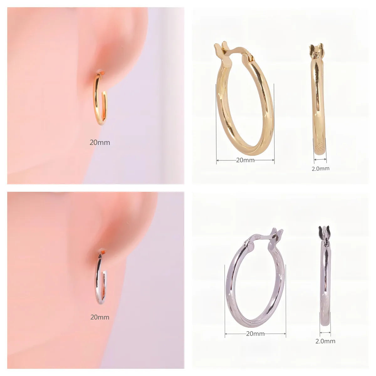 1 Pair Simple Style Geometric Solid Color Plating Sterling Silver White Gold Plated Gold Plated Earrings