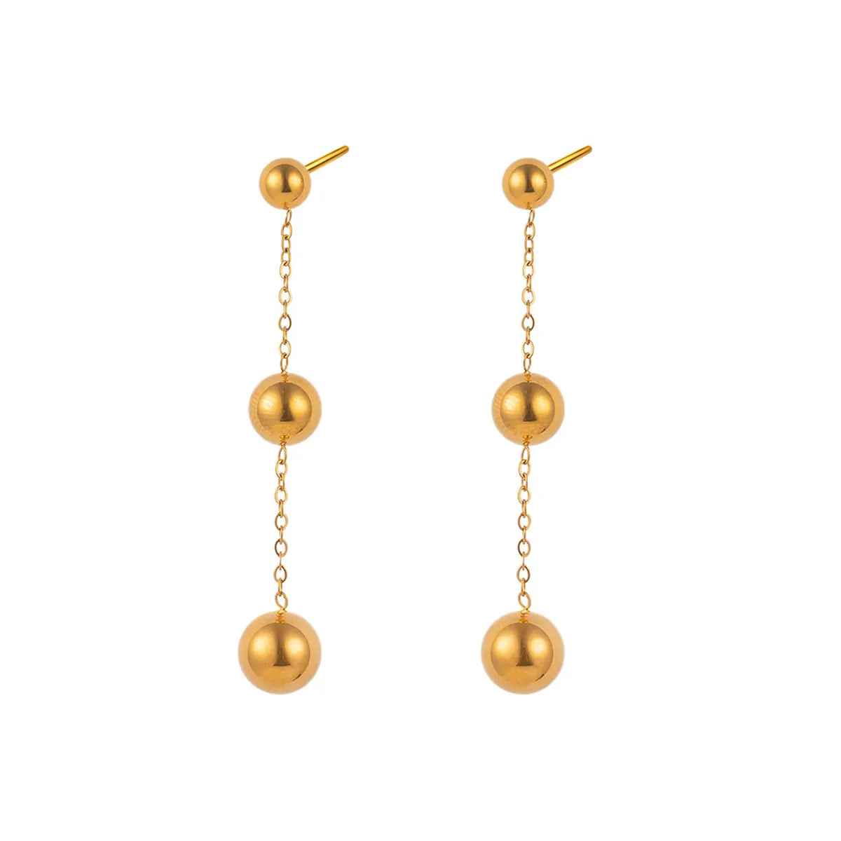 1 Pair Simple Style Geometric Solid Color Plating Titanium Steel 18k Gold Plated Drop Earrings