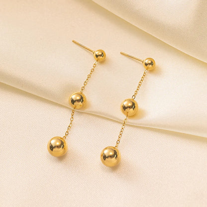 1 Pair Simple Style Geometric Solid Color Plating Titanium Steel 18k Gold Plated Drop Earrings