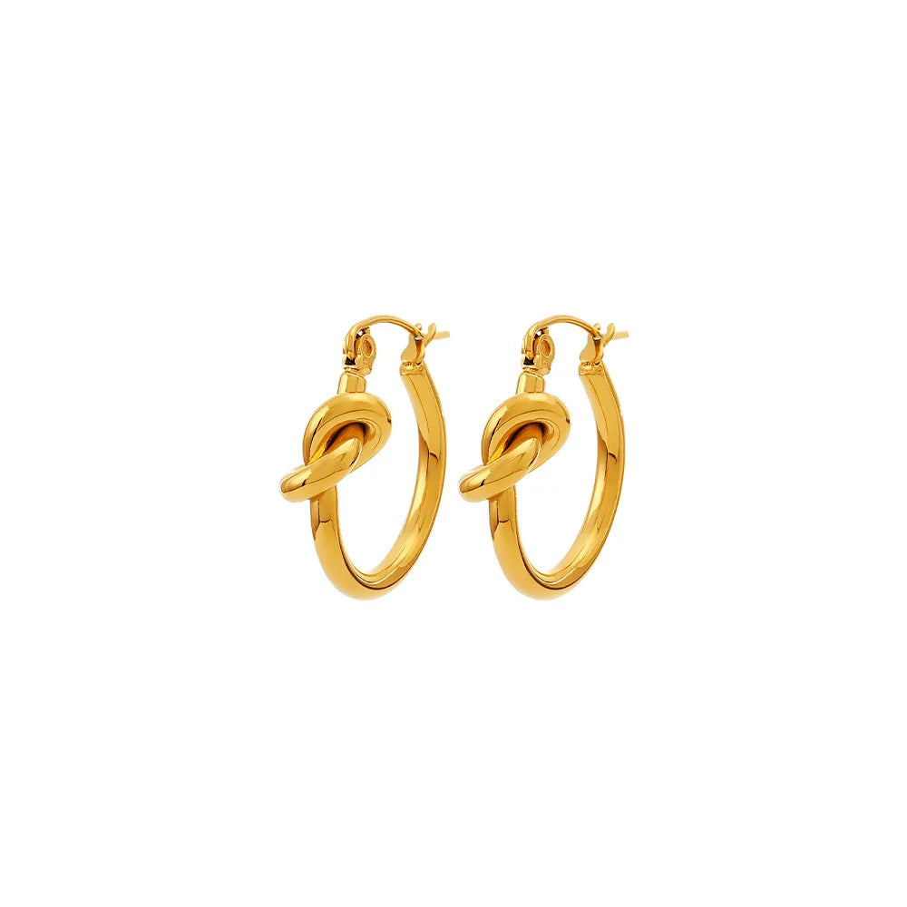 1 Pair Simple Style Geometric Solid Color Plating 304 Stainless Steel 18K Gold Plated Hoop Earrings