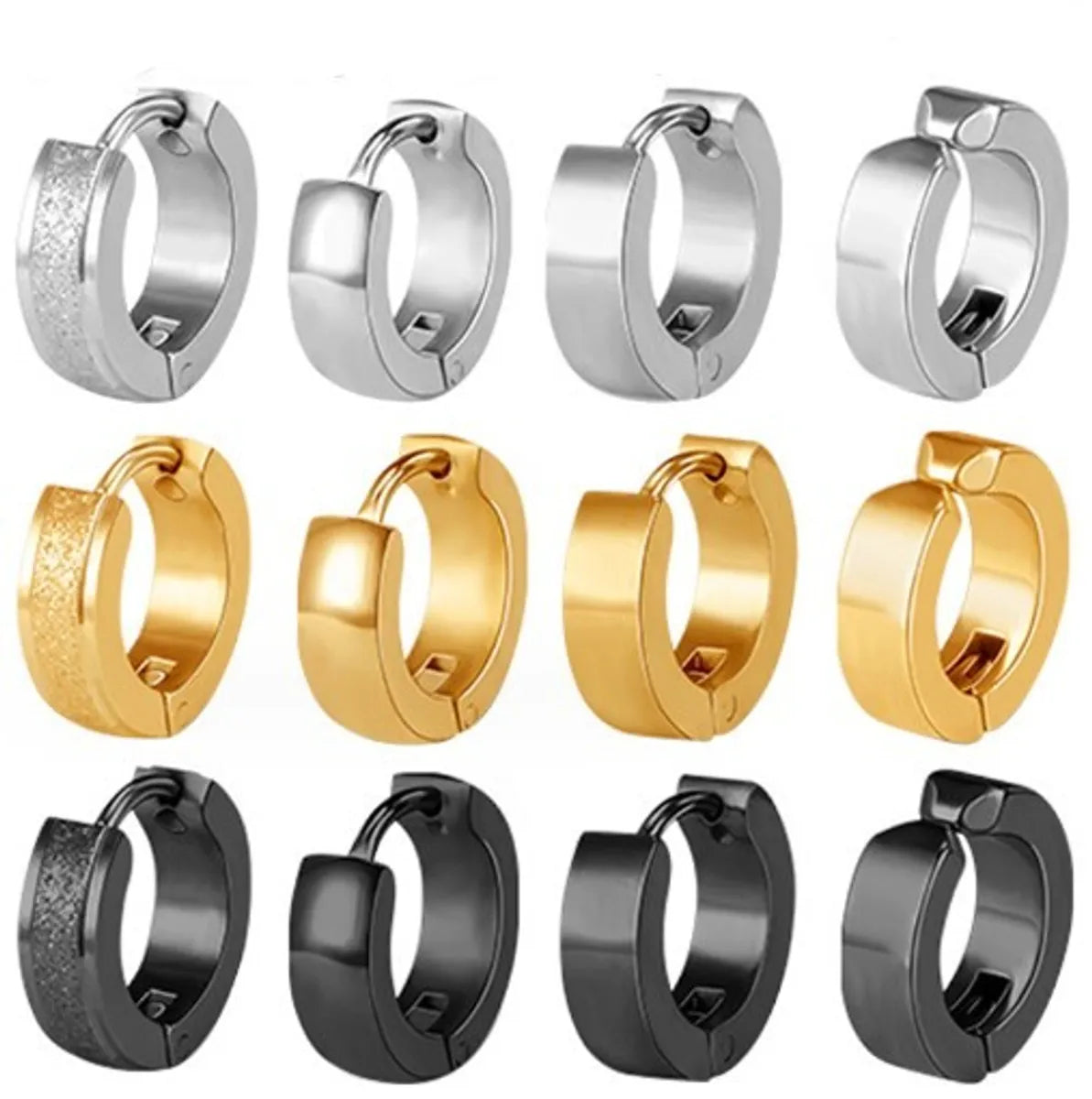 1 Pair Simple Style Geometric Solid Color Plating 202 Stainless Steel Titanium Steel 18K Gold Plated Hoop Earrings