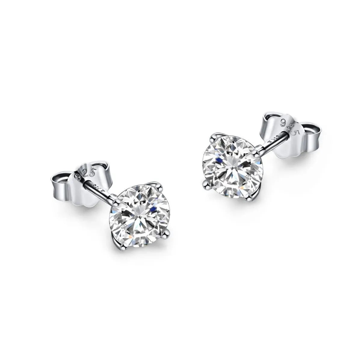 1 Pair Simple Style Geometric Square Water Droplets Inlay Sterling Silver Zircon Ear Studs