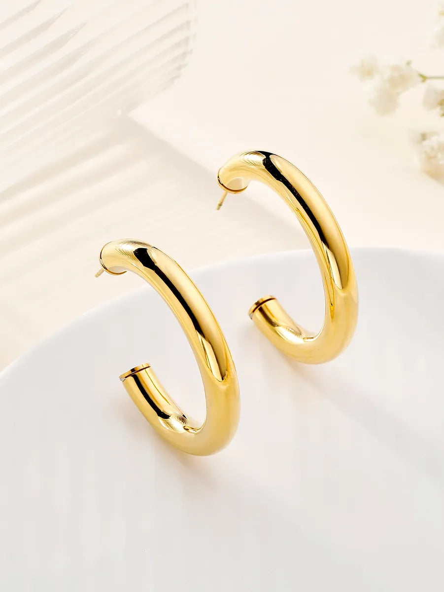 1 Pair Simple Style Geometric Stainless Steel 18k Gold Plated Ear Studs