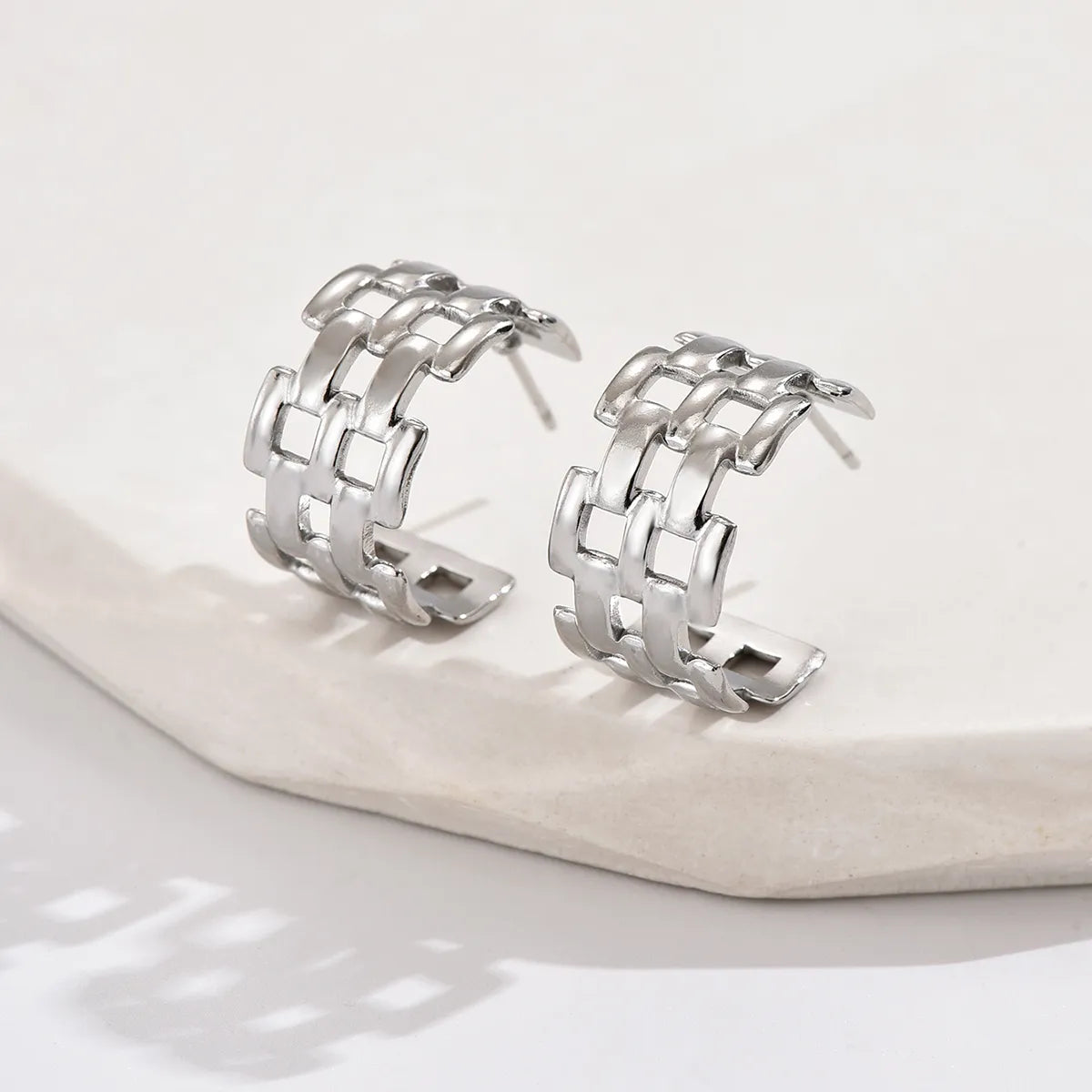 1 Pair Simple Style Geometric Stainless Steel Earrings