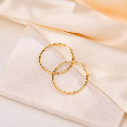 1 Pair Simple Style Geometric Stainless Steel Hoop Earrings