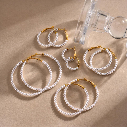 1 Pair Simple Style Geometric Stainless Steel Hoop Earrings