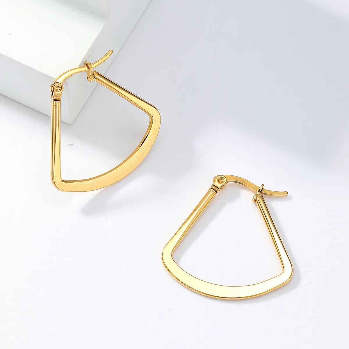 1 Pair Simple Style Geometric Stainless Steel Plating Hoop Earrings