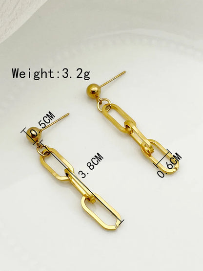 1 Pair Simple Style Geometric Stainless Steel Polishing Plating Gold Plated Drop Earrings