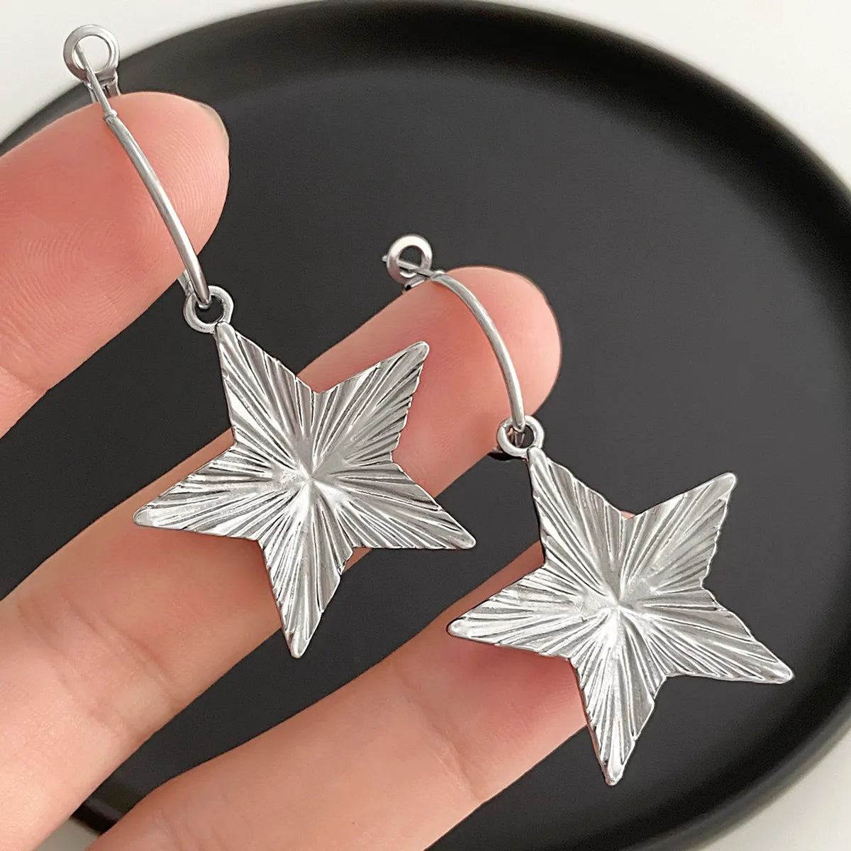 1 Pair Simple Style Geometric Star Plating Alloy Drop Earrings