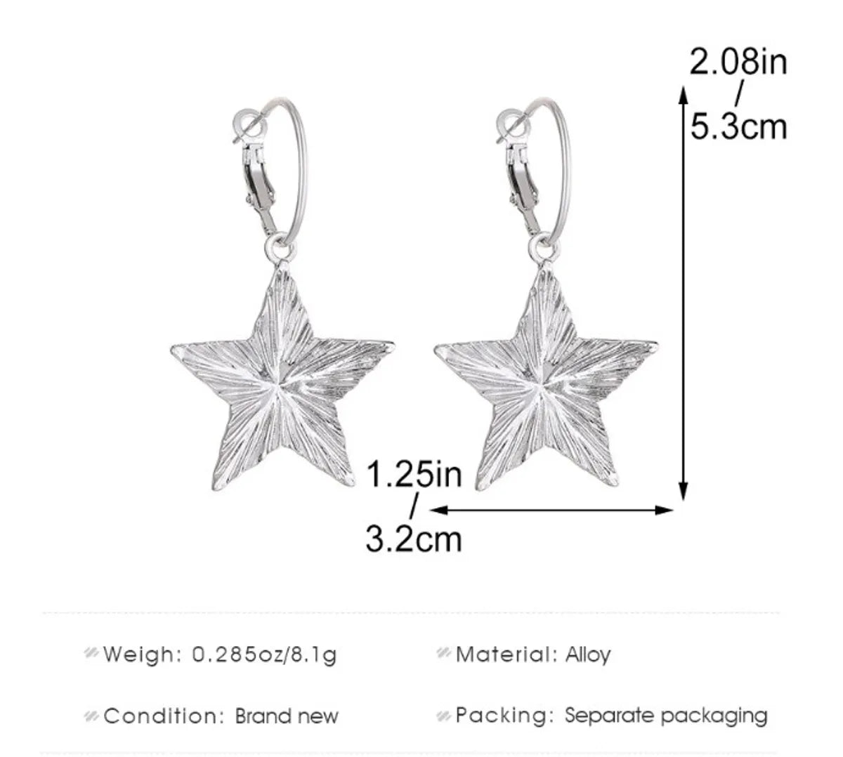 1 Pair Simple Style Geometric Star Plating Alloy Drop Earrings