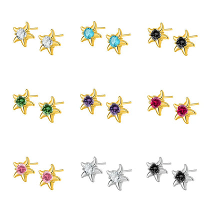 1 Pair Simple Style Geometric Star Plating Copper Ear Studs