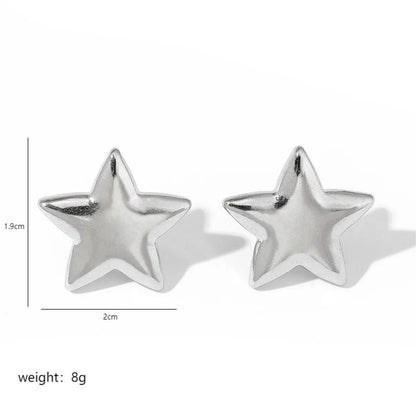 1 Pair Simple Style Geometric Star Plating 304 Stainless Steel Copper Earrings