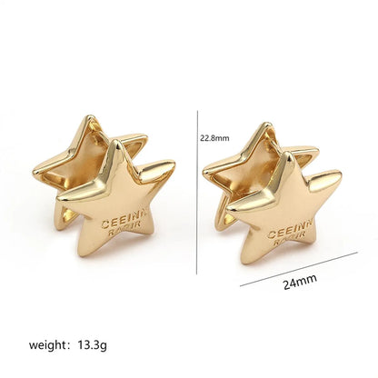 1 Pair Simple Style Geometric Star Plating 304 Stainless Steel Copper Earrings