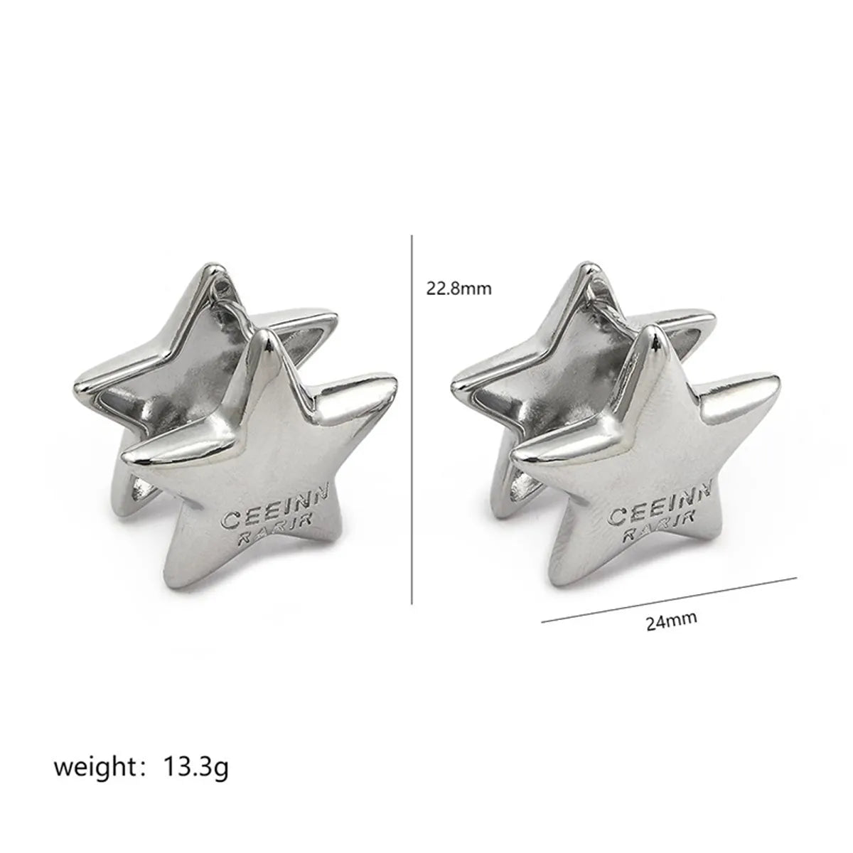 1 Pair Simple Style Geometric Star Plating 304 Stainless Steel Copper Earrings