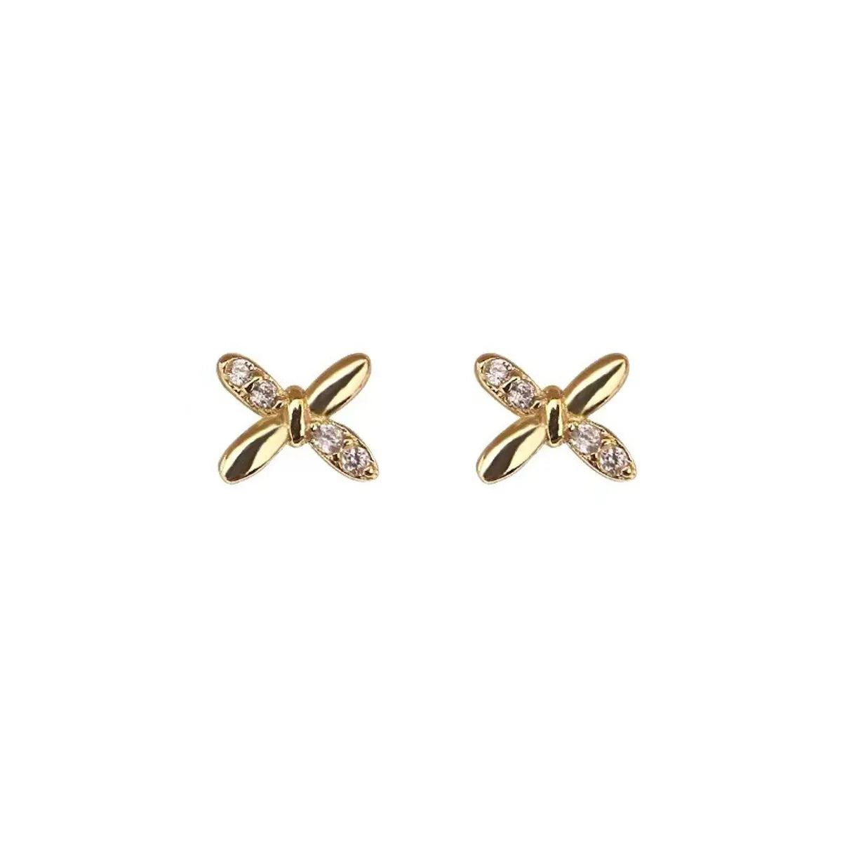 1 Pair Simple Style Geometric Sterling Silver Inlay Zircon 18k Gold Plated Ear Studs