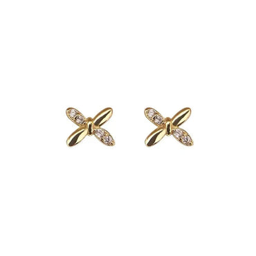 1 Pair Simple Style Geometric Sterling Silver Inlay Zircon 18k Gold Plated Ear Studs