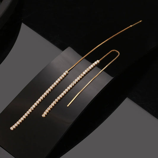 1 Pair Simple Style Geometric Sterling Silver Inlay Zircon Ear Line