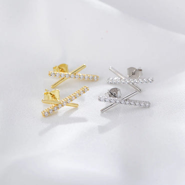 1 Pair Simple Style Geometric Inlay Sterling Silver Zircon Ear Studs